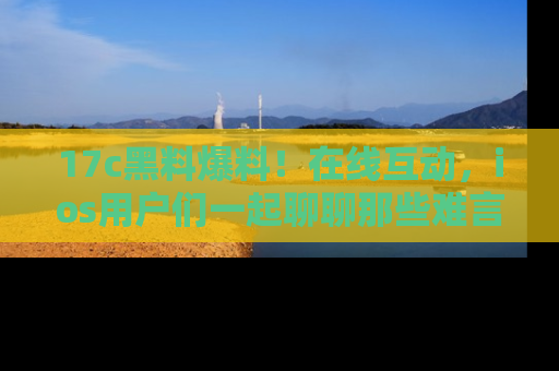 17c黑料爆料!在线互动,ios用户们一起聊聊那些难言之隐吧!
