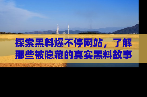 探索黑料爆不停网站，了解那些被隐藏的真实黑料故事